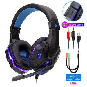 Led Light Gamer Headset for Computer PS4 Gaming Headphones Adjustable Bass Stereo PC Wired Headset With Mic Gifts