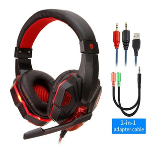 Led Light Gamer Headset for Computer PS4 Gaming Headphones Adjustable Bass Stereo PC Wired Headset With Mic Gifts