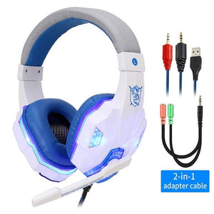 Led Light Gamer Headset for Computer PS4 Gaming Headphones Adjustable Bass Stereo PC Wired Headset With Mic Gifts