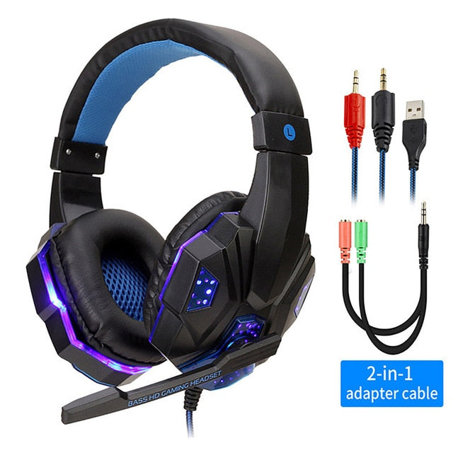 Led Light Gamer Headset for Computer PS4 Gaming Headphones Adjustable Bass Stereo PC Wired Headset With Mic Gifts