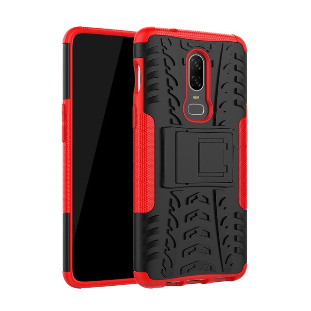 Defender Stand TPU PC Shockproof Protective Silicone Plastic Armor Hard Cover Phone Case For One Plus 8 6 5T 6T 7 7T Pro Nord