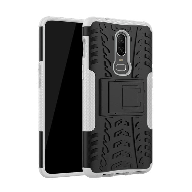 Defender Stand TPU PC Shockproof Protective Silicone Plastic Armor Hard Cover Phone Case For One Plus 8 6 5T 6T 7 7T Pro Nord